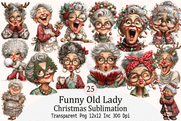 Download Funny Old Lady Christmas Sublimation - Sub Collection