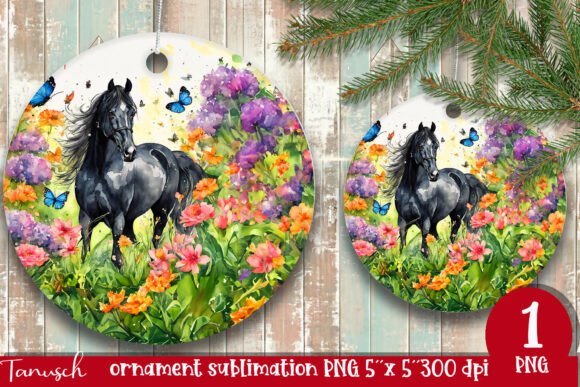 Download Watercolor Horse Ornament Sublimation - Sub Collection