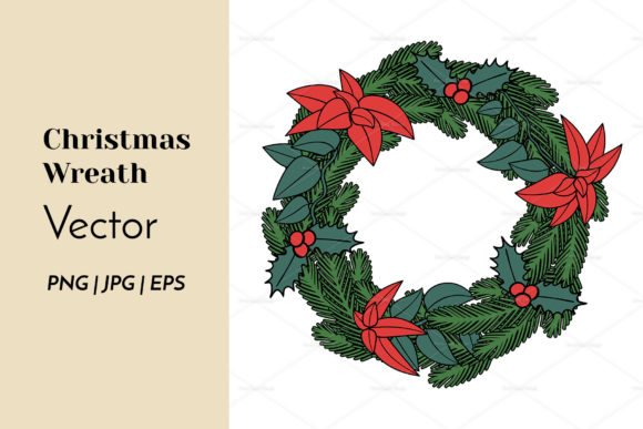 Download Poinsettia Christmas Wreath Sublimation - Sub Collection