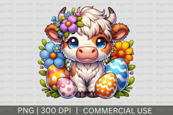 Download Easter Highland Cow PMG Clipart - Premium Resources
