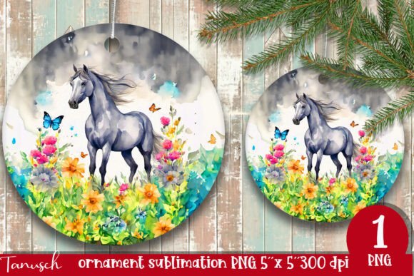 Download Watercolor Horse Ornament Sublimation - Sub Collection