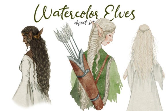 Download Watercolor Elves Hand-drawn Clipart Pack - Pack Collection