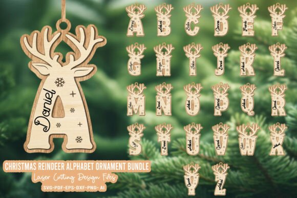 Download Reindeer Alphabet Christmas Ornament SVG - Christmas ornament svg Collection