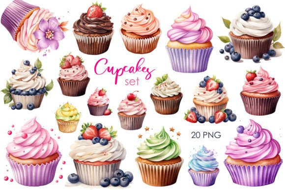 Download Set of Cupcakes Sublimation PNG Clipart - Sub Collection