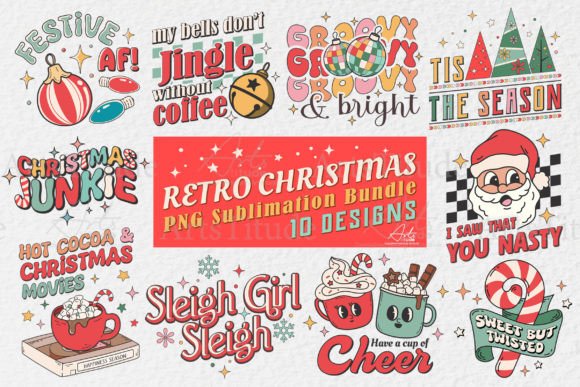 Download Retro Christmas Bundle PNG Sublimation - Sub Collection